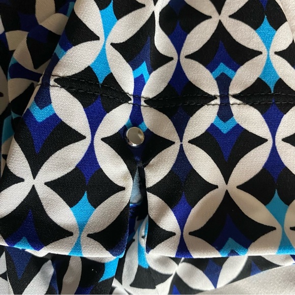 White House|Black Market Dress Womans Medium Collard Chain V Neck Geometric Blue - Picture 8 of 9